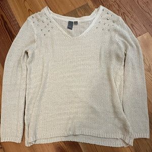 Cream Knit Sweater with Silver Studs